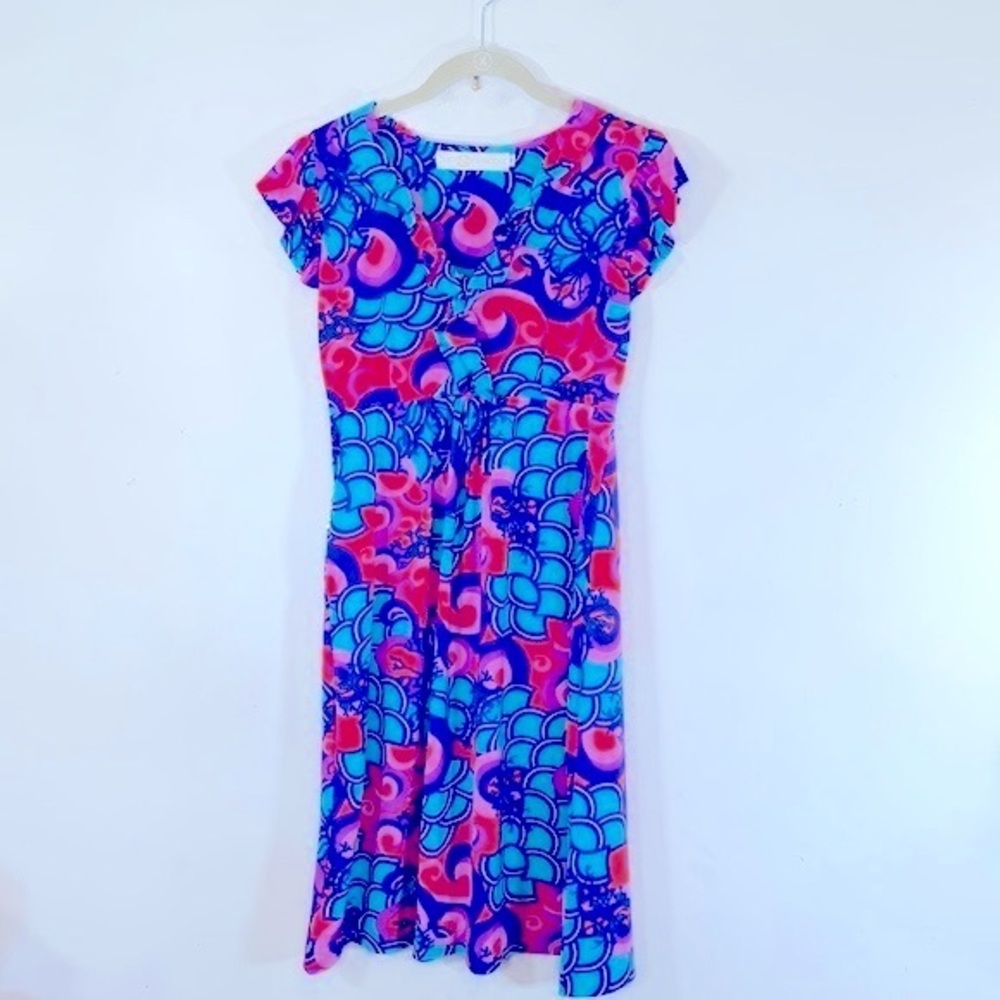 Tracy Negoshian Y2K Empire Waist Cap Sleeve Women’s Size M Pull-On Ruffled Dress